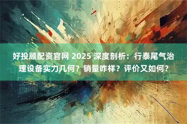 好投顾配资官网 2025 深度剖析：行泰尾气治理设备实力几何？销量咋样？评价又如何？